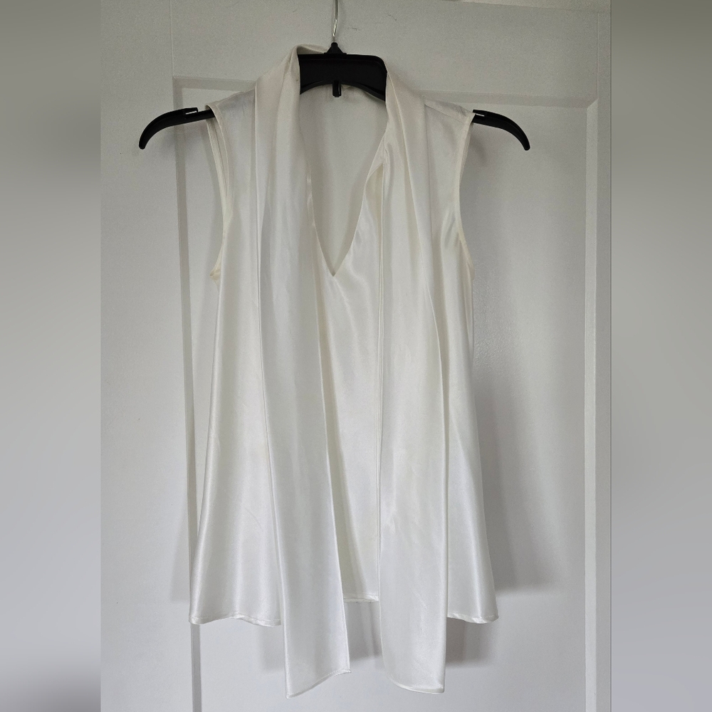Nine West Cream Sleeveless Drape Blouse